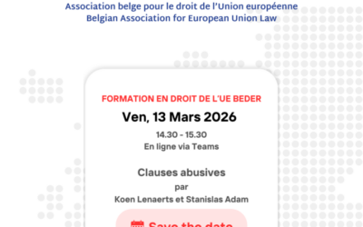 SAVE THE DATE: FORMATION EN DROIT DE L&rsquo;UE BEDER